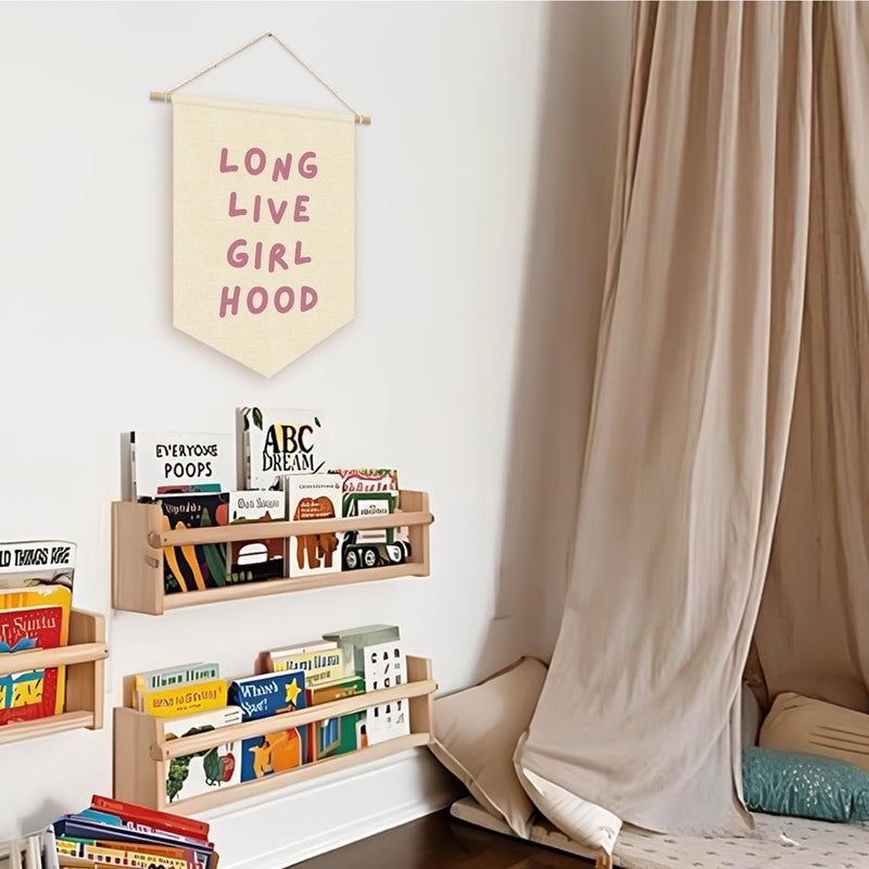 ETVISO Long Live Girlhood Banner Pink Flag for Nursery Playroom Wall Decor for Kids Bedroom Living Room Dorm Toddler Decorations Trendy Room,Wall Hanging Pennant Flag Banner 15x11in - Image 5